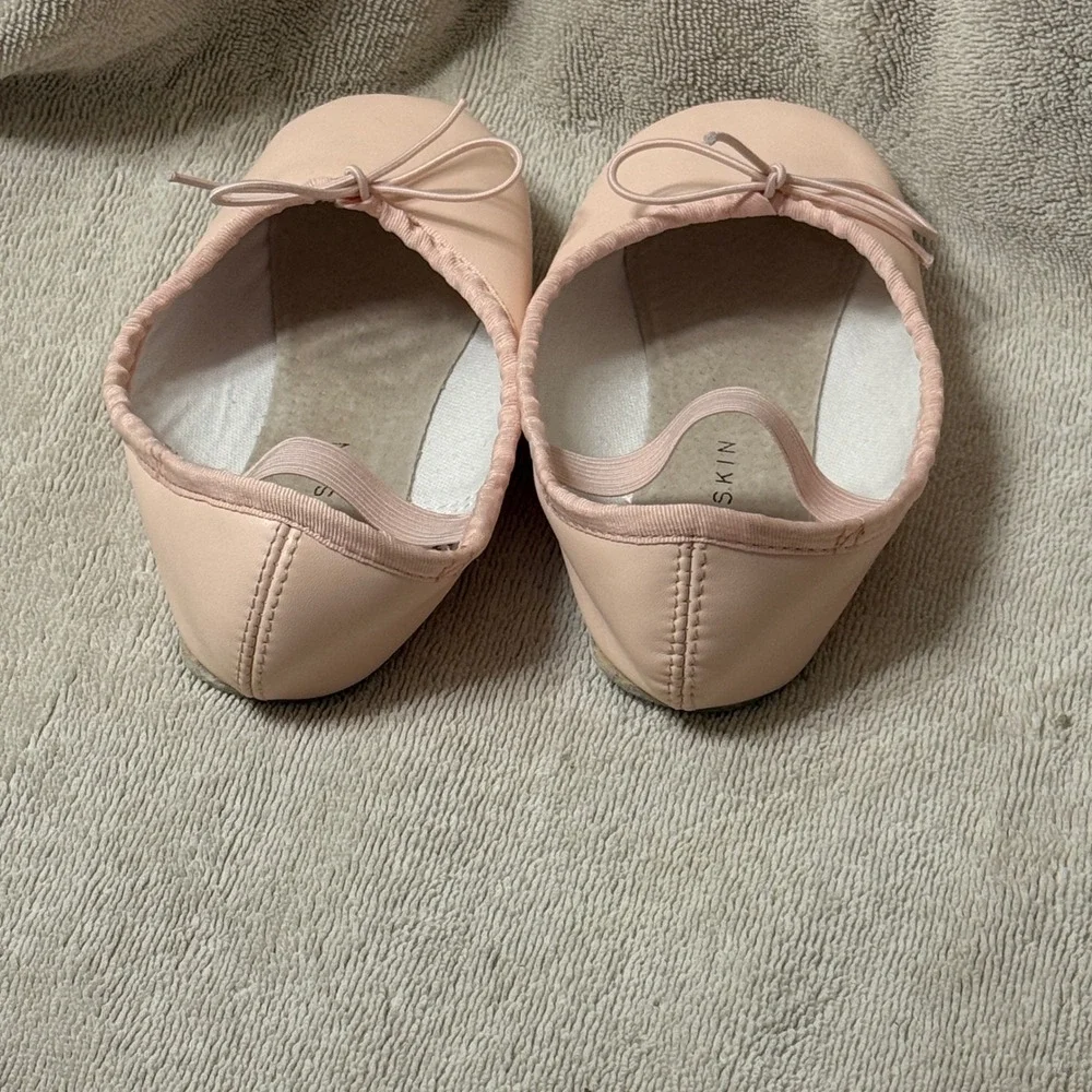 Danskin Ballet Slippers Girls Pink Leather Dance Shoes Elastic Strap‎ Size 12